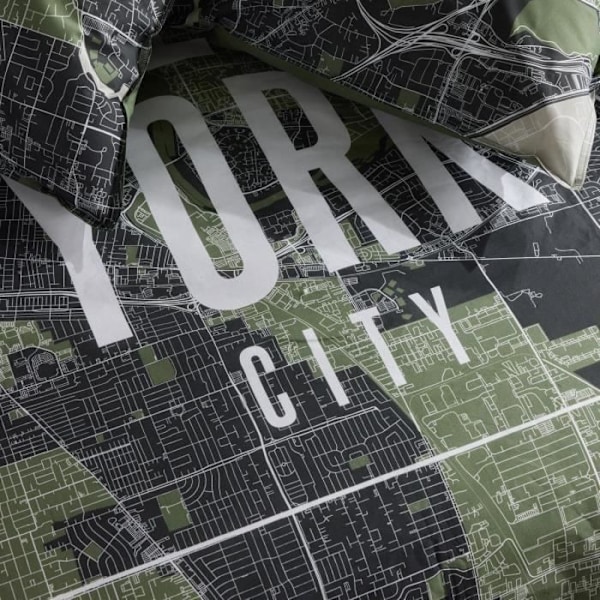 Sängkläder - IDAG - JAVA - 2 personer - 240x220 cm - Bomull - New York-tryck - Grön