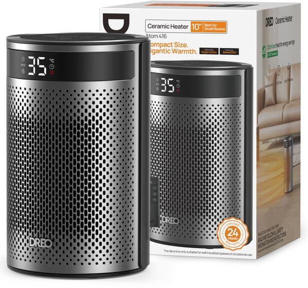 Extravärmare - Hyperkeramisk - 1500 W - Dreo - Atom 416 - Kolonn - Svart