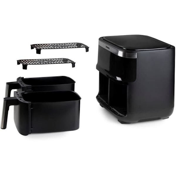 Domo Hot Air Fryer - DO537FR - 2 X 4 L - 85 ° A 200 ° - 8 Automatiska program - L40 X W 40 X H 36 cm