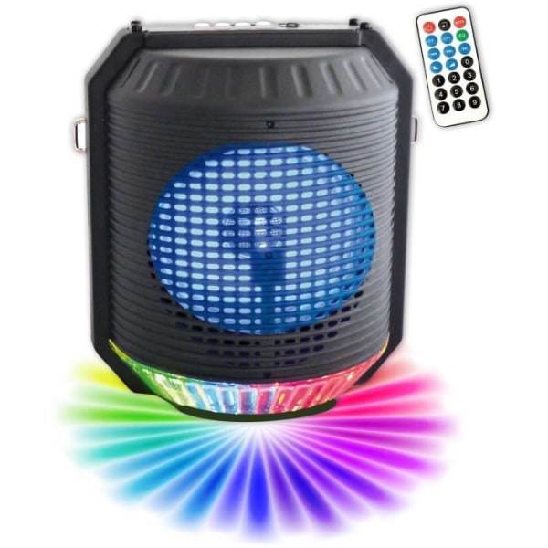 INOVALLEY HP74BTH - 20W Bluetooth karaoke -högtalare - Flerfärgad LED -lampa - USB -port, FM -radio, Mikrofoningång, Aux -In