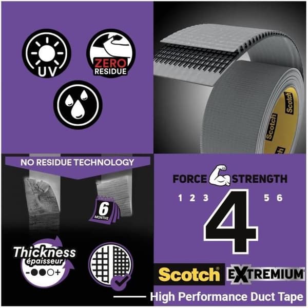 3M Extremium No Residue Repair Cloth - Grå - 18mx48mm