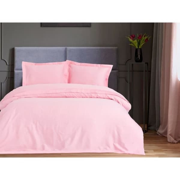 Bäddset - 1 påslakan 220 x 240 cm + 2 örngott 60 x 60 cm - 100% bomullssatin - Rosa