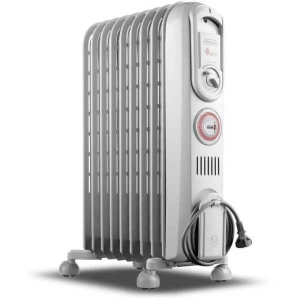 VENTO DELONGHI oljebadsradiator - 1800W - 3 värmesteg - Real Energy-teknik - Venturi-effekt - Högpresterande batteri