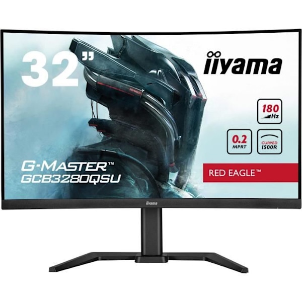 PC-skärm - IIYAMA - GCB3280QSU-B2 - 31,5 QHD - VA - 180Hz - 0,2ms - HDMI/DP/USB HUB - Justerbart stativ - Curved 1500R - Svart