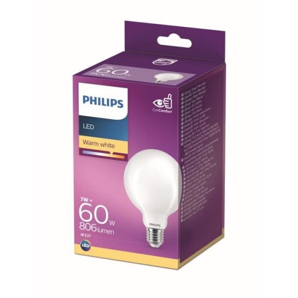 Philips LED-lampa Ekvivalent 60W E27 Varmvit, ej dimbar, glas