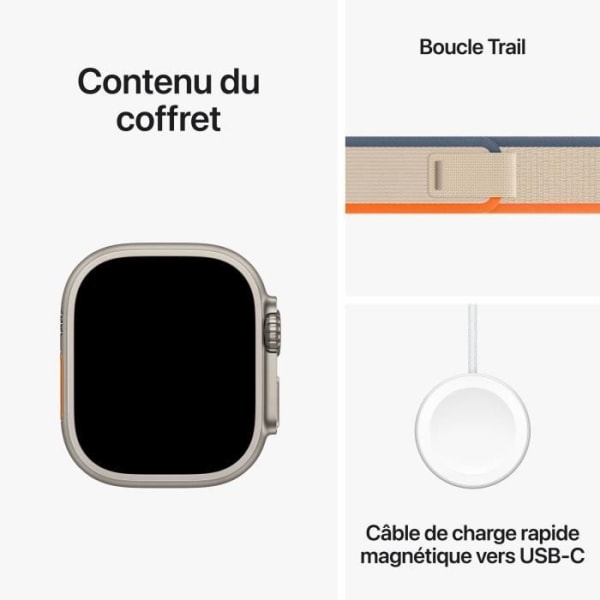 Apple Watch Ultra 2 GPS + Cellular - 49 mm - Titanfodral - Orange/Beige Trail Loop-rem - M/L