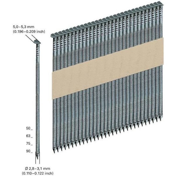 Spikar - METABO - D34° fixerade på papper 2,8 x 75 mm klass 2 - Spiktillbehör