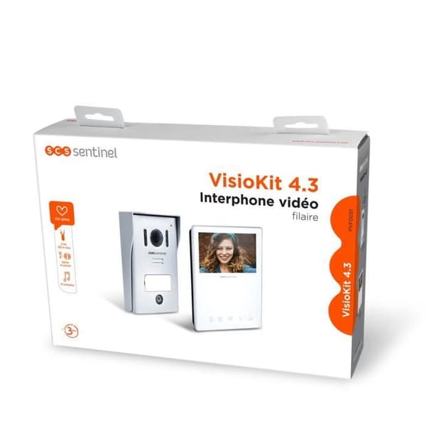 Kabelansluten videointercom, vit färg - VisioKit 4.3 - SCS SENTINEL