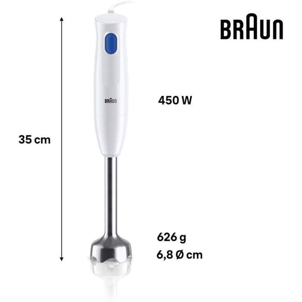 Stavmixer - BRAUN - MultiQuick 1 MQ10.202M - 450 W - 1 hastighet - Vit