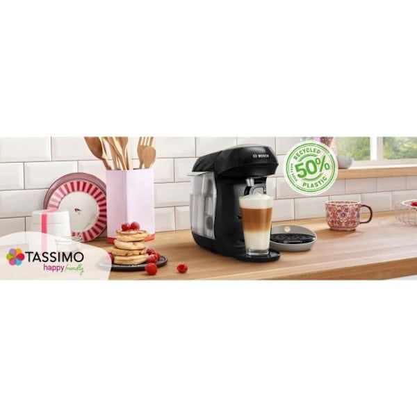Kaffemaskin - BOSCH - TAS109E - Tassimo Happy - 1400 W - 0,7 L - Svart / Kräm