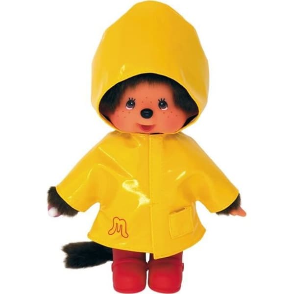 BANDAI Monchhichi - Ikonisk regnrock 20 cm - Gul