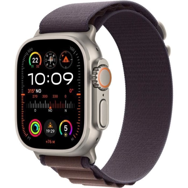 Apple Watch Ultra 2 GPS + Cellular - 49 mm - Titanfodral - Indigo Alpine Loop-rem - Liten