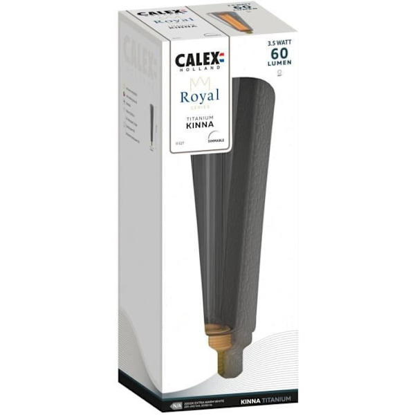 E27 LED-lampa - CALEX - ROYAL KINNA - 3,5 W - 60 lm - 2000 K - Variabel intensitet - Titanium