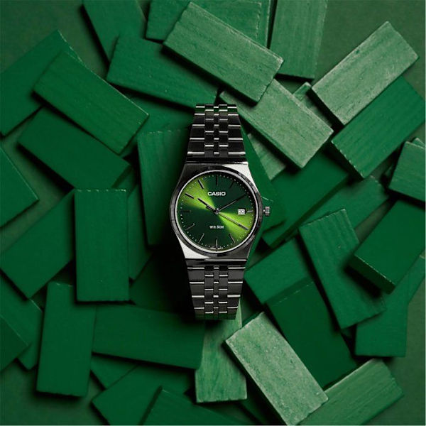 Klocka - CASIO - MTP-B145D - Herr - Grön - Kvarts - Analog