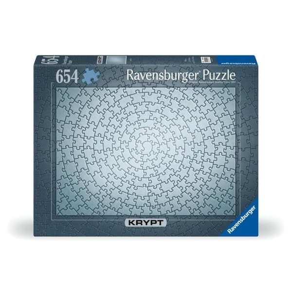 654 bitar Krypt Silverpussel, Vuxna & barn 14 år, Monochrome Challenge, 12000071, Ravensburger