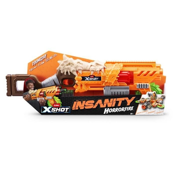 Dart Launcher - ZURU - X-SHOT Horrorfire Doomsday - Foam Spinning Blade - 27 m räckvidd - 16 pilar ingår