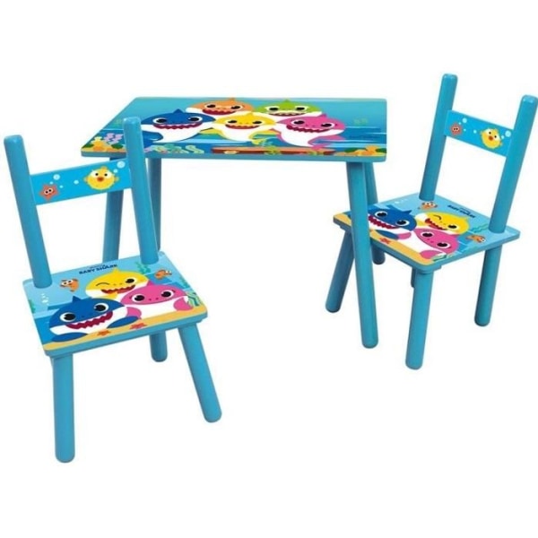BABY SHARK rektangulärt bord 41,5x61x42 cm + 2 stolar 49,5x31x31,5cm för barn