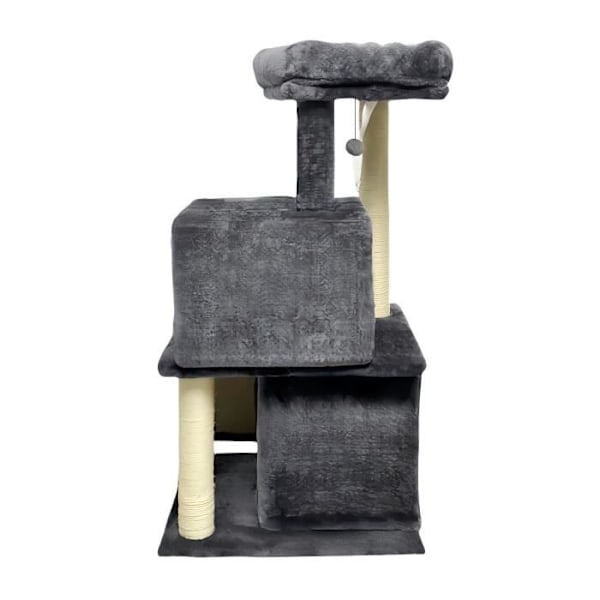 FLOPI Mörkgrå kattträd - 44,5 x 48 x 86 cm - Mörkgrå - 1 plattform, 1 lekboll, 2 kennelar, 1 ramp