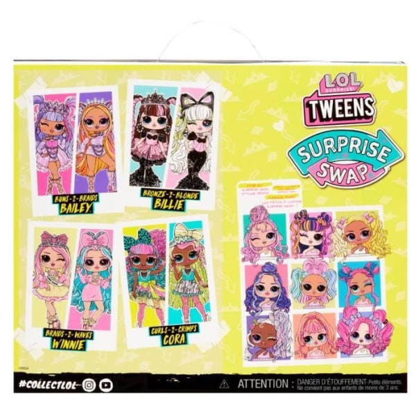 LOL Surprise Tweens Surprise Swap Fashion Doll - Braids-2-Waves Winnie - 1 Tweens docka 17cm, 1 mini stylinghuvud och tillbehör