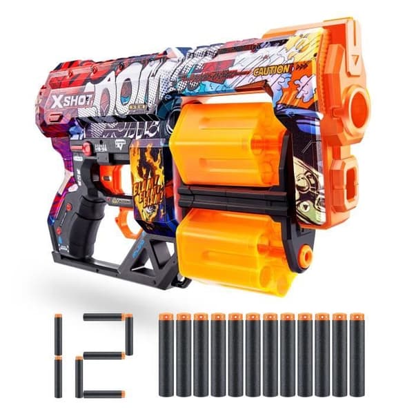 Dart Launcher - ZURU - X-SHOT Dread - Dual Rotating Barrel - 7 designs - 27 m räckvidd