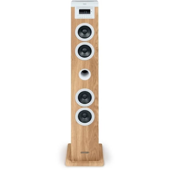 Tornhögtalare - THOMSON - Bluetooth/CD/USB/SD - Vit/Trä - 60W - FM-radio Vit, Trä
