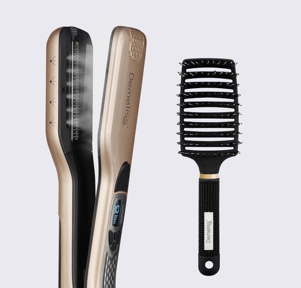Ångplattång - SAINT ALGUE - Demeliss TITANIUM SMOOTH RITUAL presentset - Utredningsborste - Guld