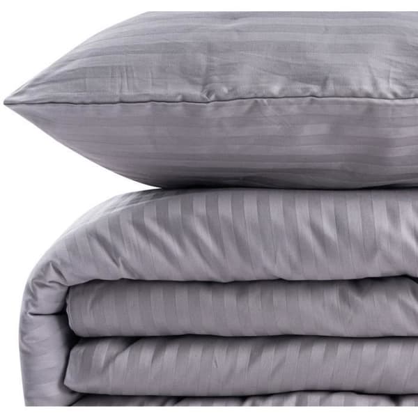 Bäddset - 1 påslakan 220 x 240 cm + 2 örngott 60 x 60 cm - 70% polyester, 30% bomull - Grå