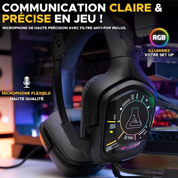 Kabelanslutet spelheadset - The G-Lab - KORP COBALT 7.1 - 7.1 Surround Sound - USB - RGB