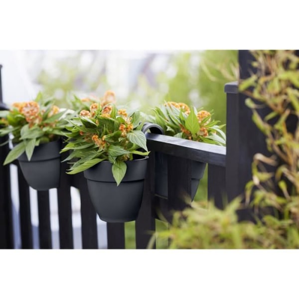 ELHO - Blomkruka - Vibia Campana Flower Twin 21 - Antracit - Utebalkong - L 38,4 x B 20,5 x H 26,5 cm