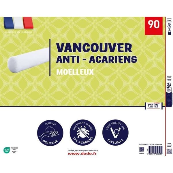 VANCOUVER bolster 90 cm - anti-kvalster - 100% polyester - DODO