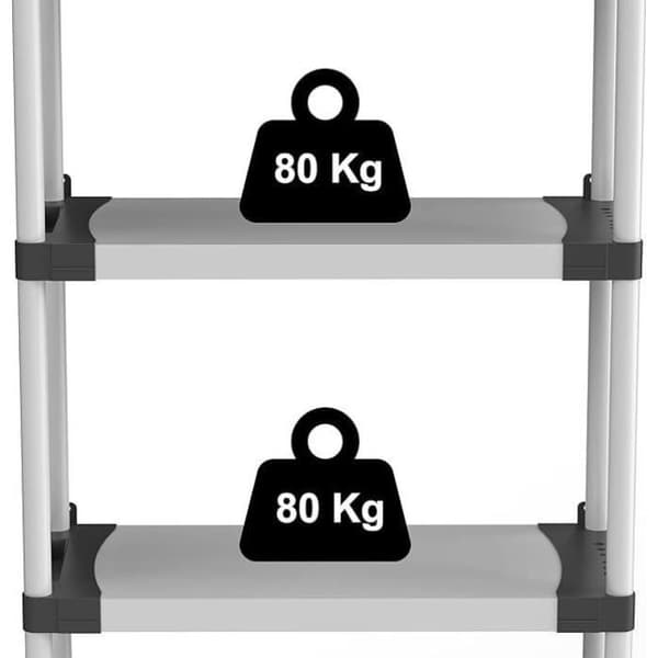 Plasthylla - TOOD - 3 hyllplan - Belastning 80 kg per hyllplan - 80x40x85 cm - Svart/grå