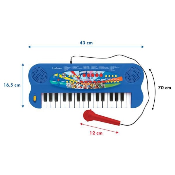 Elektroniskt musiktangentbord med mikrofon (32 tangenter) Paw Patrol