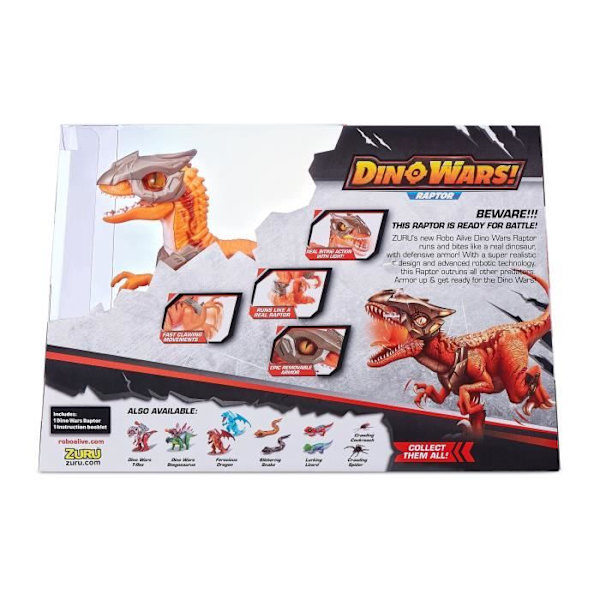 Robotleksak - ZURU - Robo Alive Dino Wars Raptor - Pansar, lätt och avancerad teknik