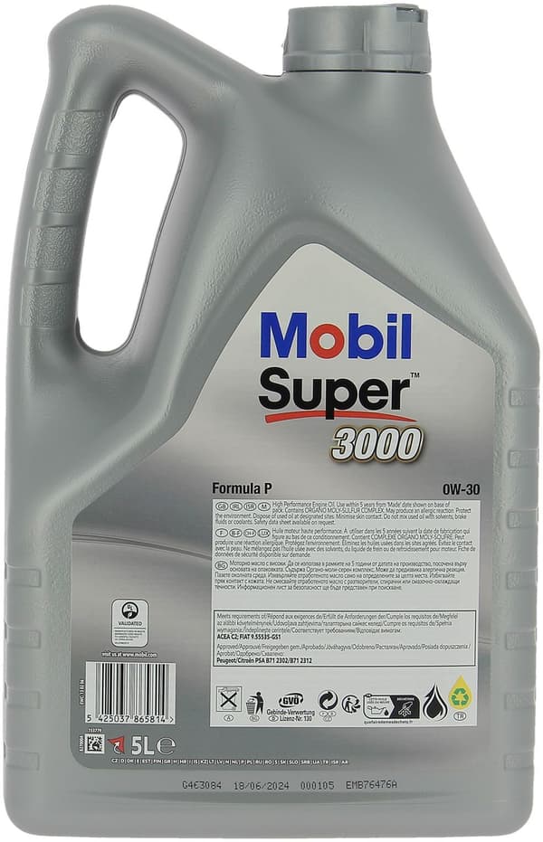 MOBIL Oil-Additive SUPER 3000 Formula-P - Syntetisk / 0W30 / 5L