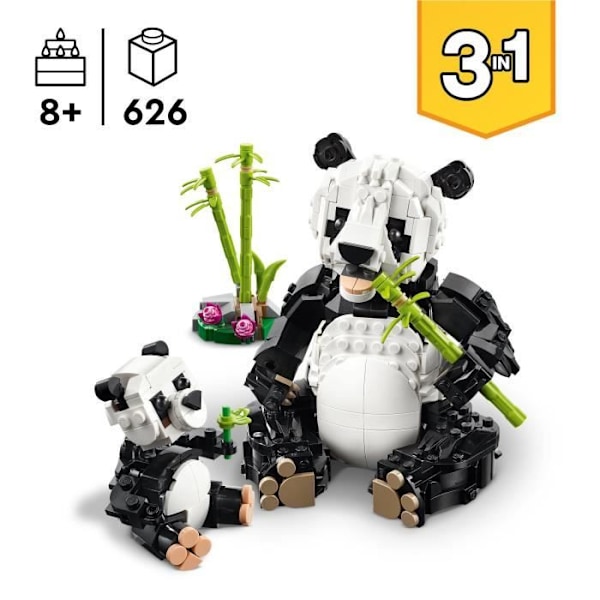 LEGO Creator 31165 3-i-1 Wild Animals: Panda Family Game för tjejer från 8 år och uppåt