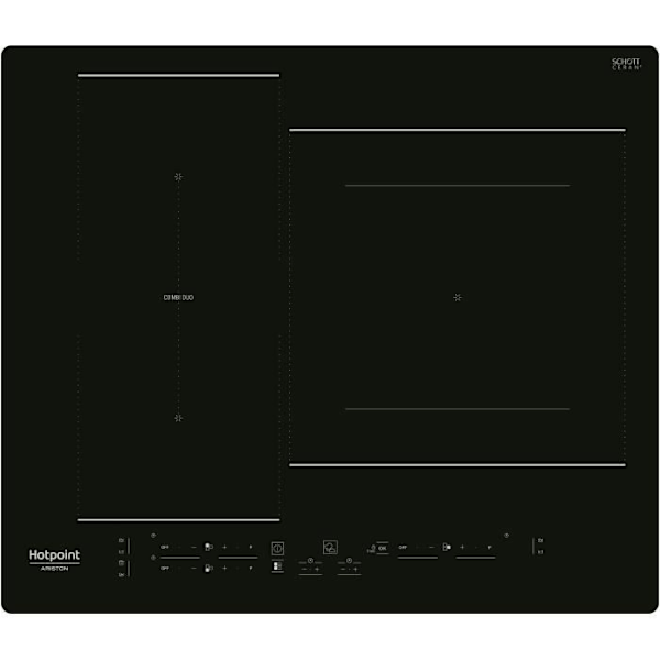 HOTPOINT HB2760BNE - Induktionshäll - 3 zoner - totalt 7200W - L 59 cmX D 51 cm - Svart