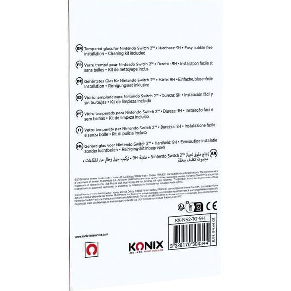 Skärmskydd i härdat glas - KONIX - Nintendo Switch 2 - Bubbelskydd - Repskydd - 9H hårdhetsklassning - 100% transparent