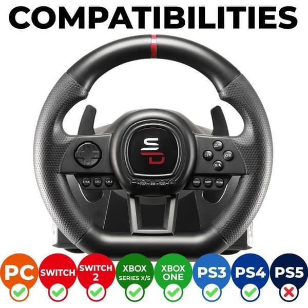 Racingratt - SUPERDRIVE - SV650 - Med pedaler - Paddlar - Vibrationer - Multiplattform