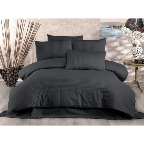 Bäddset - 1 påslakan 220x240 cm + 2 örngott 60x60 cm - 80% bomull, 20% polyester - Antracit