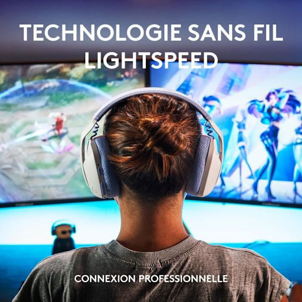 Logitech -G435 LIGHTSPEED trådlöst gamingheadset - VIT - Lätt Bluetooth med inbyggd mikrofon för Dolby Atmos, PC, PS4, PS5, mobil