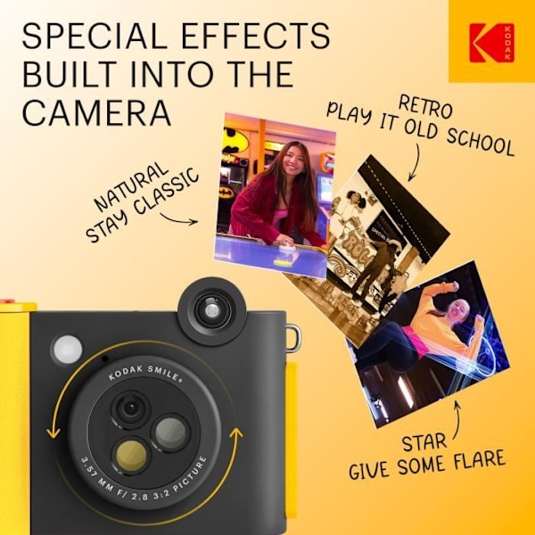 Instant Print Digital Camera - KODAK - Smile+ - Svart