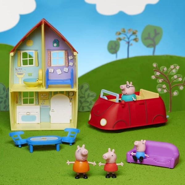 Peppa och hennes familjs husset - PEPPA PIG - Leksak för 3 åringar - Roliga tillbehör ingår