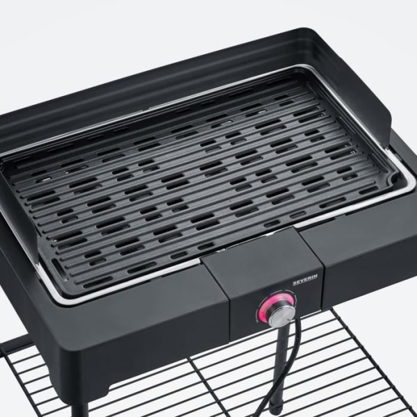 SEVERIN - PG8568 - Elektrisk fristående grill, 2200 W, gjuten aluminiumgrill, rök- och luktreducerande vattenbricka, nr