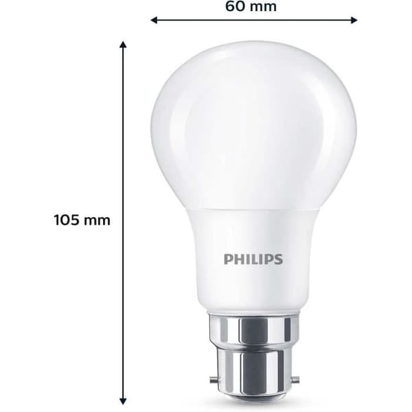LED-lampa - PHILIPS - 60 W - B22 - Varmvit - Frostad - Ej dimbar - 3 st