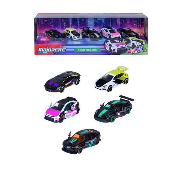 MAJORETTE - SL Neon Racer presentpaket med 5 fordon - från 3 år