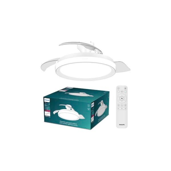 Takfläkt - Philips - Bliss - Utdragbara blad - Diameter 106 cm - Vit - Integrerad LED + fjärrkontroll