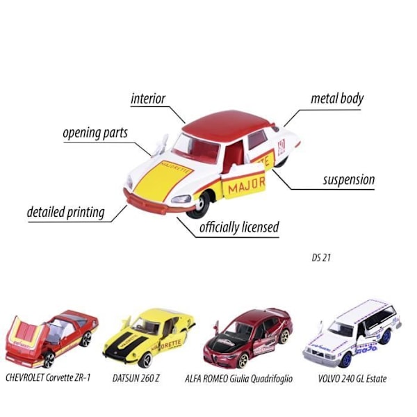 Majorette - 60-årsjubileumslåda - 5 miniatyrfordon inklusive 2 exklusiva - Metall - Från 3 år