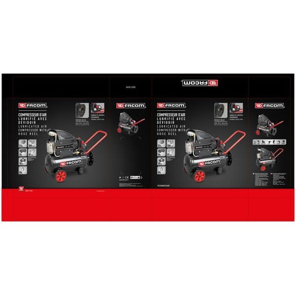 Kompressor - Horisontell - Facom - Induktionsmotor - 24 L - 2,5 HK - 10 bar