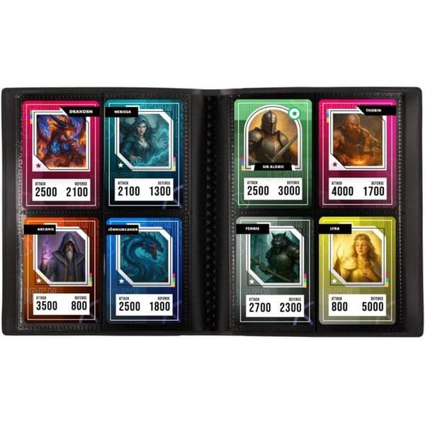 Minialbum med 160 samlerkort - Konix - 4 lommer, 63 x 88 mm pr. side - Magic: The Gathering, Pokémon, Yu-Gi-Oh! - Sort