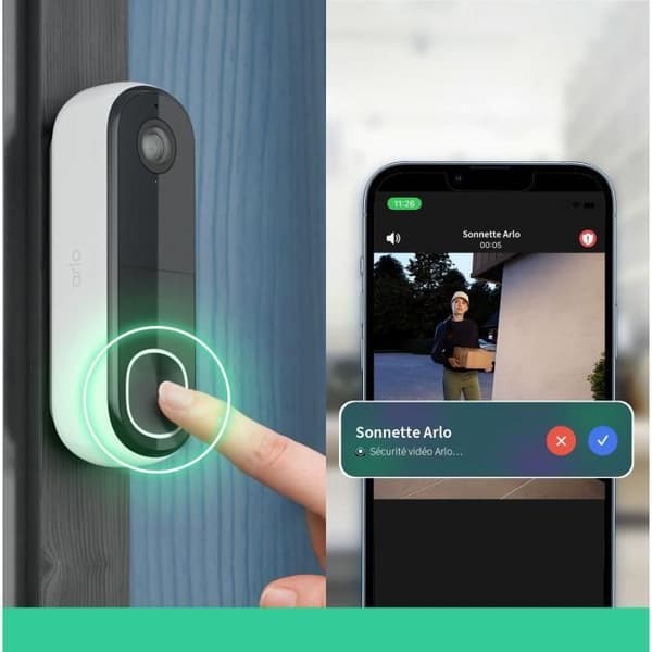 Videodörrklocka - ARLO - AVD4001-100EUS - Wi-Fi Direct - Inbyggd siren - 4 i 1
